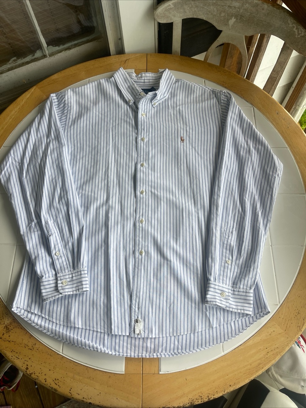 Polo Ralph Lauren Striped Oxford Buttown Down Shirt XXL Custom Fit Blue White